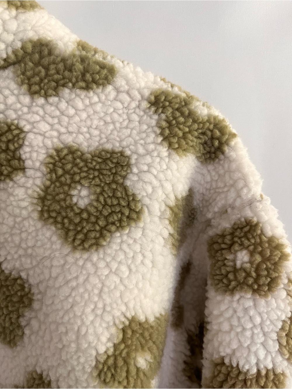 HYFVE Cream Sherpa Zip Jacket with Olive Floral Print - Picture 7 of 9